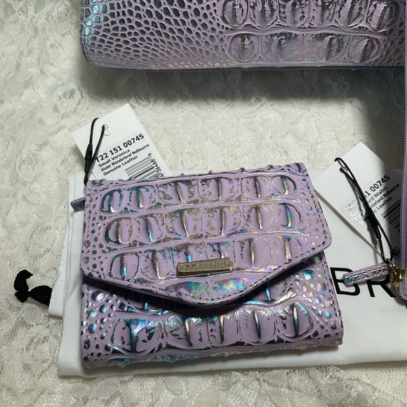 NWT 3 pc BRAHMIN VIOLET WONDERLAND MINI SYDNEY, mini VERONICA & CREDIT CD WALLET - Picture 5 of 8